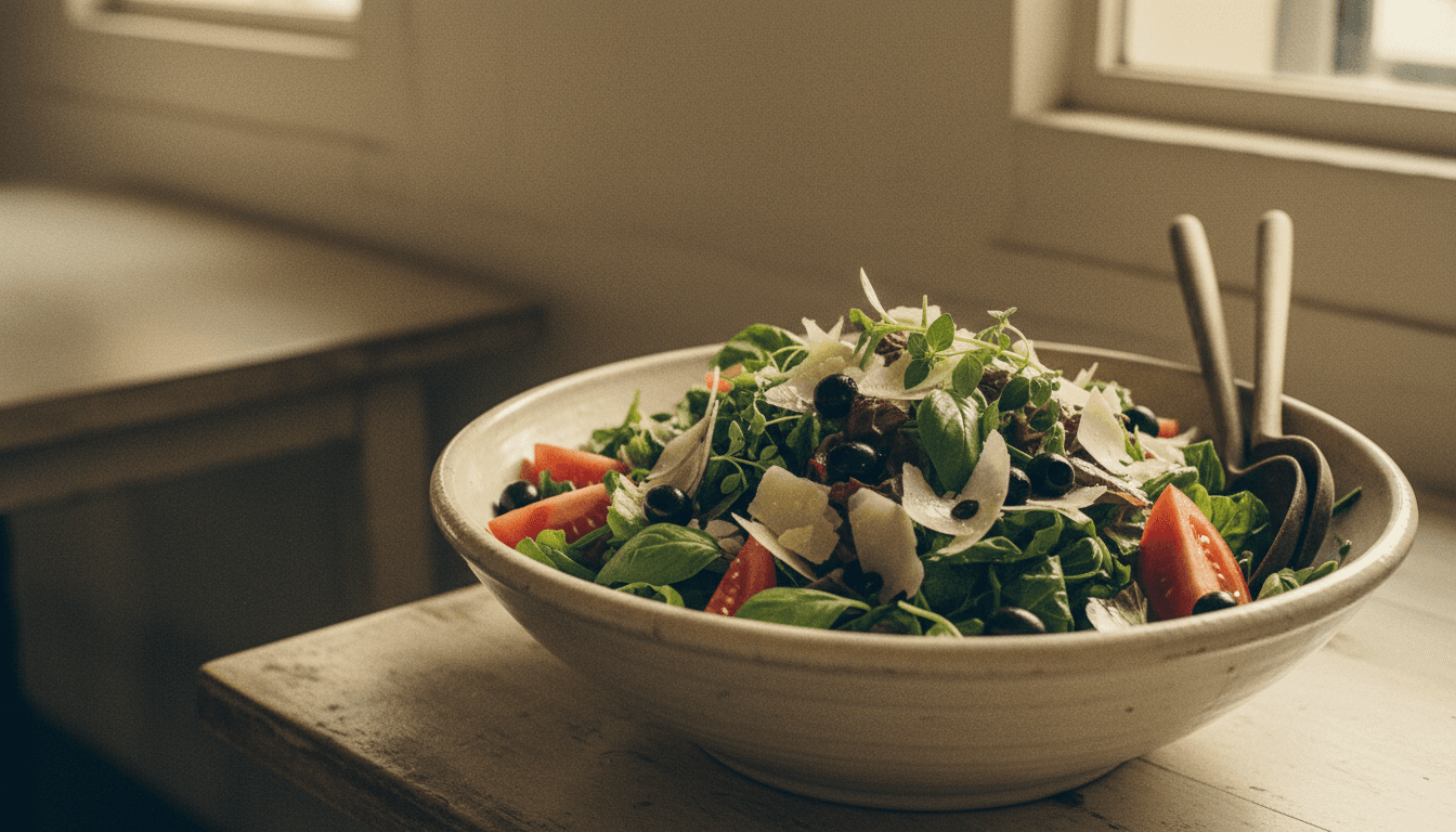 Insalatona generosa con formaggio e olive