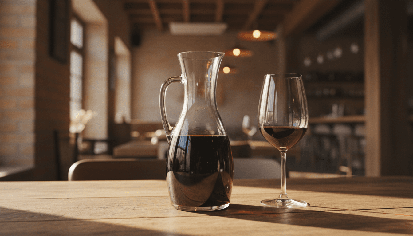 Caraffa di vino rosso servito in diverse misure